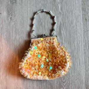 Vintage Sequined Kiss Lock Purse